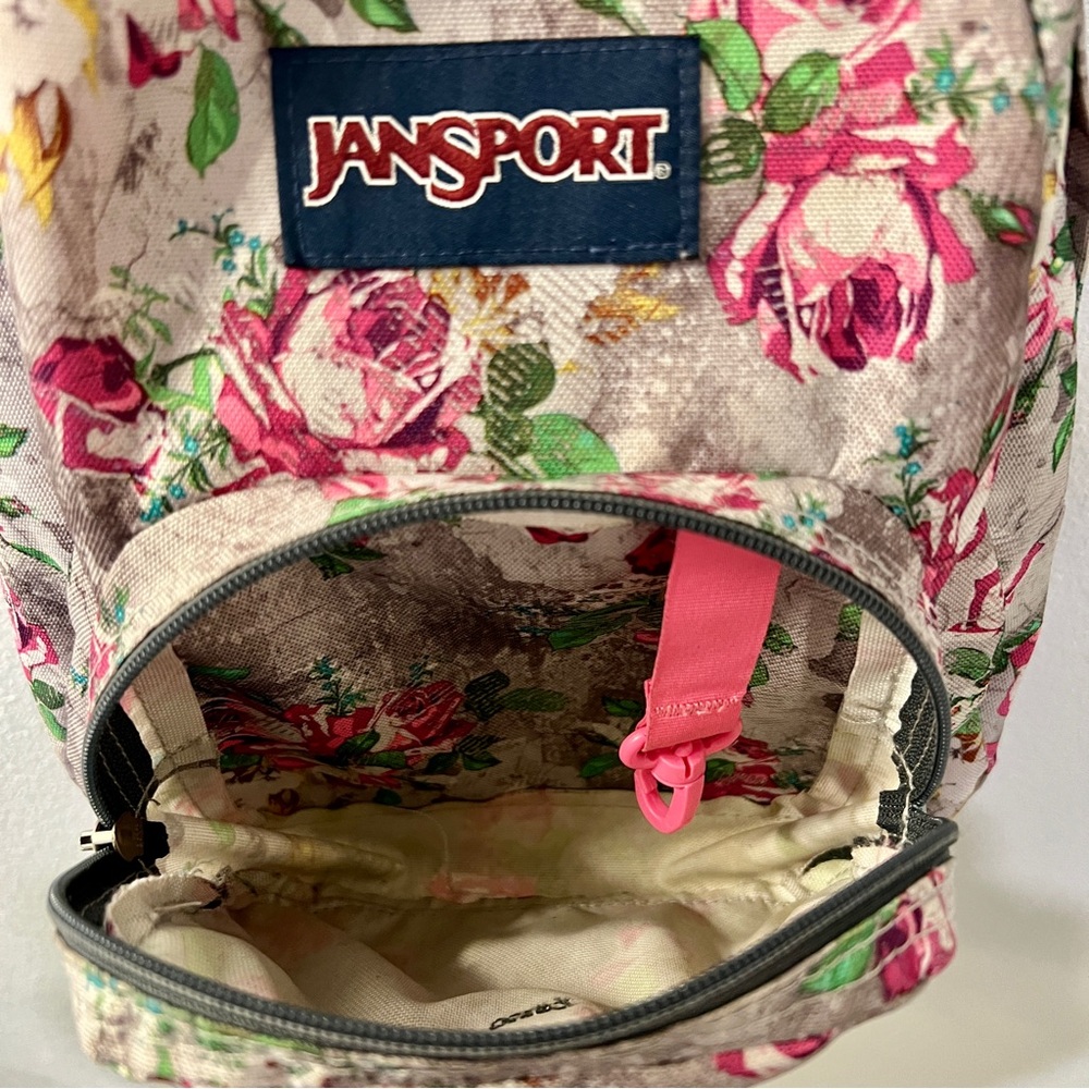 JANSPORT Pink Rose Floral Mini Half Pint Backpack - Picture 4 of 5